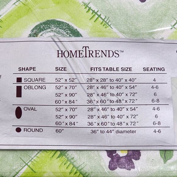 HomeTrends Fruit Tablecloth 52"x52" Square Waterproof Vinyl Flannel Back NIP - Picture 6 of 6